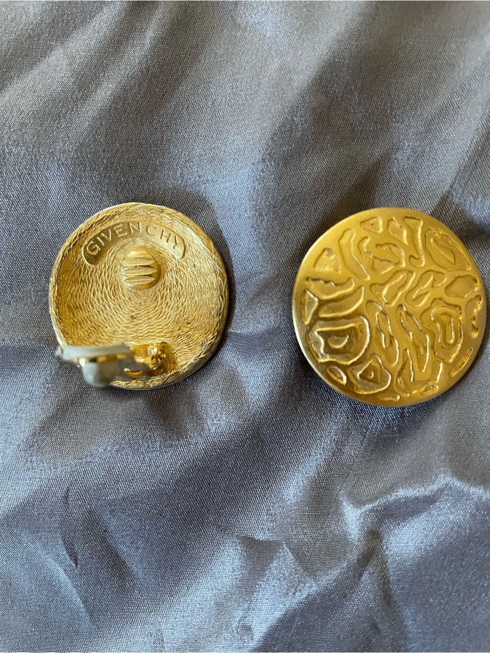 Givenchy Textured Gold Round Clip Earrings
